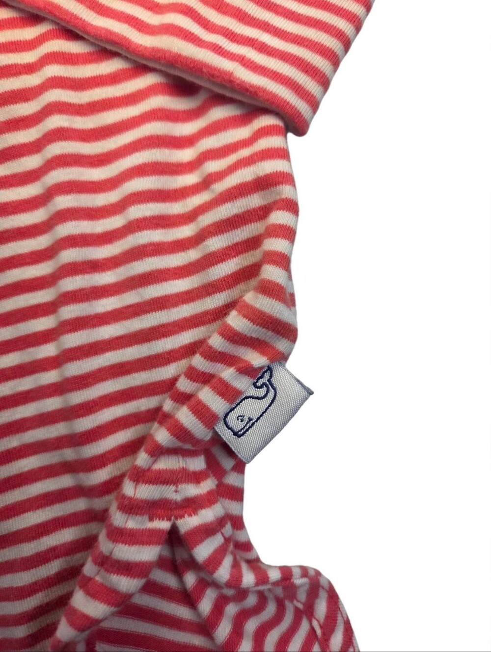Vineyard Vines Shirt Womens M Edgartown Hoodie Red White Stripe Whale Pocket - Picture 3 of 7